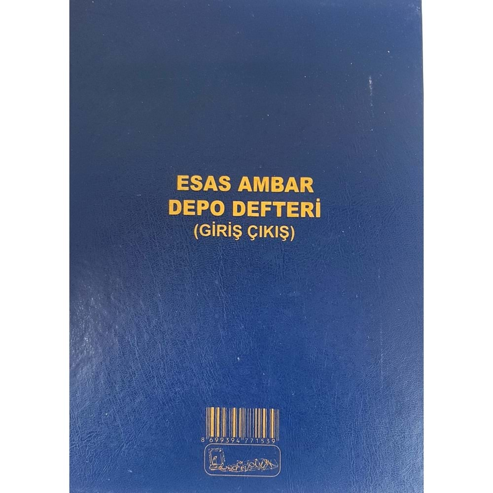 Kocaoluk Esas Ambar Depo (Girİş Çıkış) Defteri Cilt Kapak