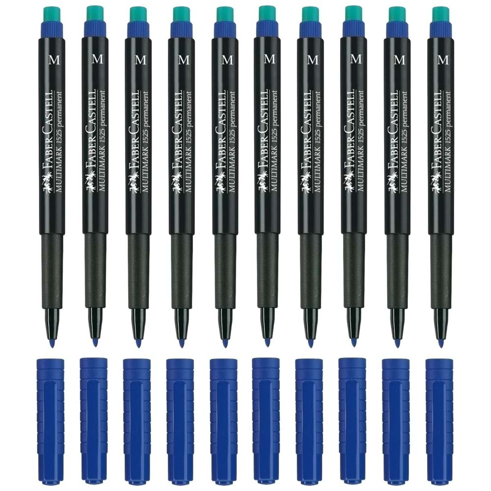 Faber-Castell Multimark 1525 M KALIN Asetat Kalemi 1.0 mm Mavi 10 Adet