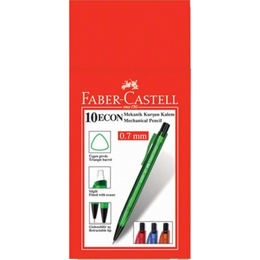 Faber-Castell Faber Econ 0.7 Uçlu Kalem Şeffaf Renkli 10'lu