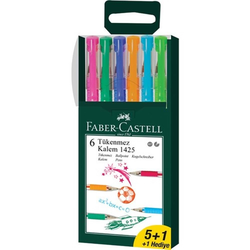 Faber-Castell 1425 Renkli Tükenmez Kalem 5+1