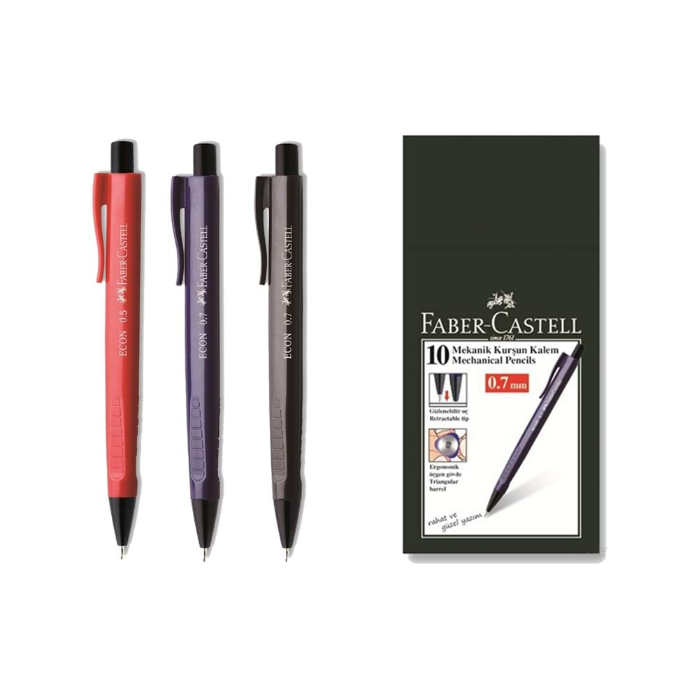 Faber-Castell Faber Econ 0.7 Uçlu Kalem Koyu Renkli 10'lu