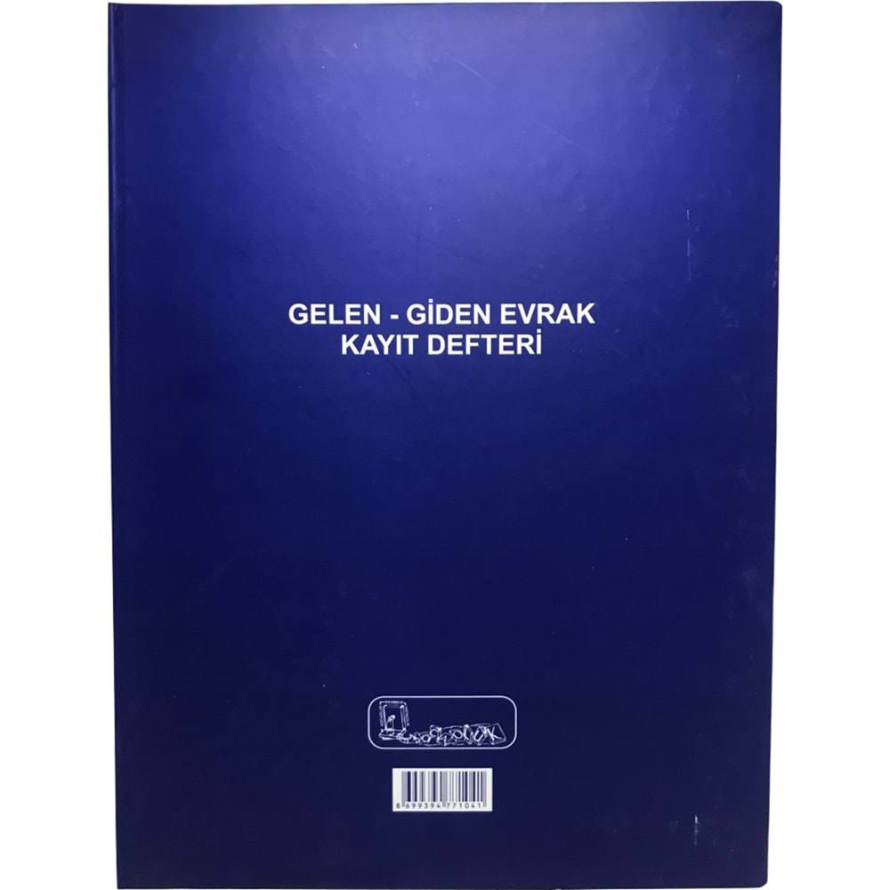 Kocaoluk Gelen-Giden Evrak Kayıt Defteri Cilt Kapak