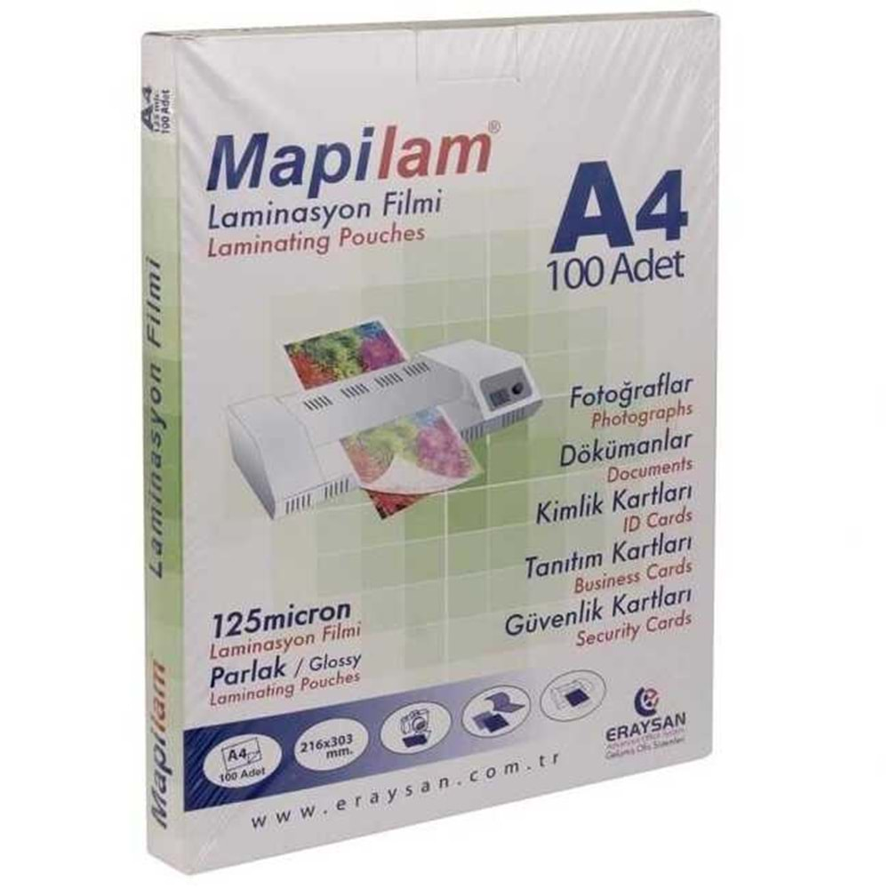 Mapilam Laminasyon Filmi A4 100 Adet 125 Micron