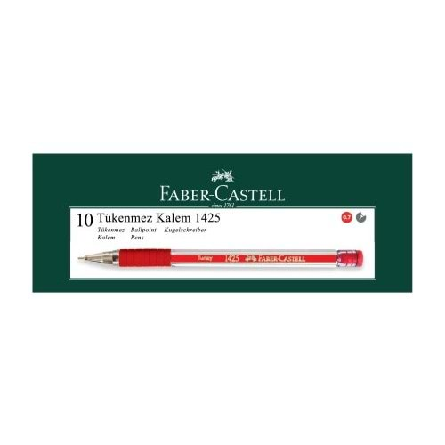 Faber-Castell 1425 İğne Uç Tükenmez Kırmızı 10'lu Kutu