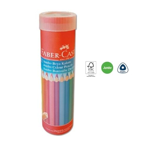 Faber-Castell Boya Kalemi 12 Renk Jumbo Tam Boy Tüp Üçgen