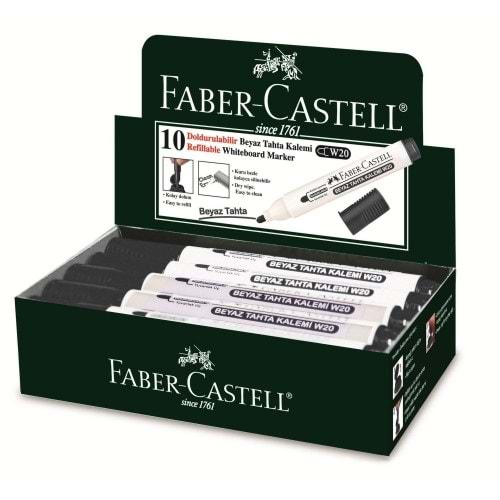 Faber-Castell Siyah Renk Beyaz Tahta Kalemi Doldurulabilir 10 Lu 254012