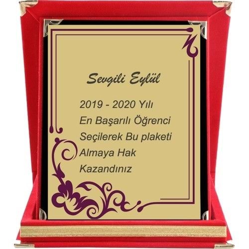 KİŞİYE ÖZEL KADİFE PLAKET ORTA BOY 16X20 BAŞARI