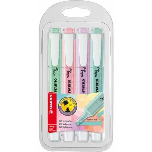 STABILO FOSFORLU KALEM SWING COOL PASTEL SET 4 LÜ 275/4-08