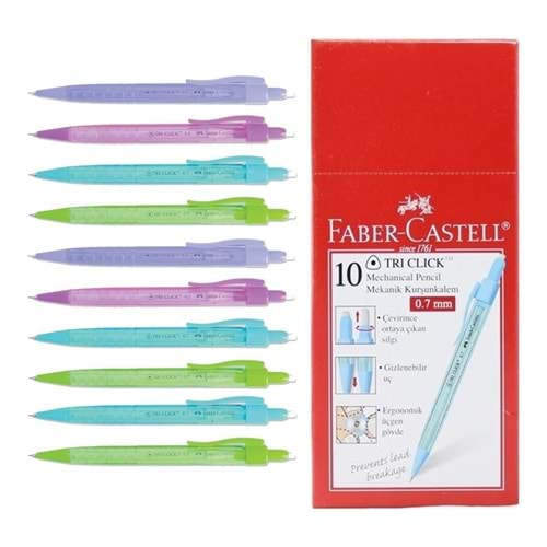 Faber-Castell Versatil Kalem Tri Click 0.7 mm Karışık Renk 1 Paket 10 Adet